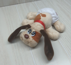 Hasbro Pound Puppies Newborn plush beige tan brown dog spots red collar ... - $14.84