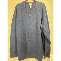 LL Bean Sweater Mens Blue 100% Lambs Wool V-Neck Tall Size XLT Tall - $744.05 MXN