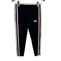 Adidas Black Legging Multicolor Stripe Girls 4 New - £12.20 GBP
