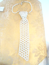 Vintage Artificial All Pearl Necktie 11.5&quot; long L13 - £11.90 GBP