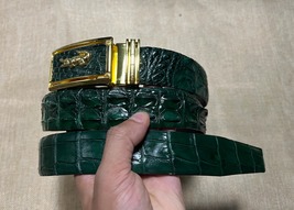 Size 40&quot; Genuine Green Hornback Alligator Crocodile Skin Belt Width 1.3&quot; - $59.99