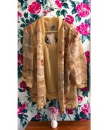 R and M Richards Size 22W Open Cardigan Top Sheer Sleeves Cream Tan Floral - $31.22 CAD