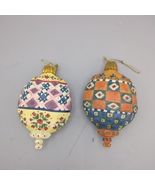 SET 2 Vintage Jim Shore Heartwood Creek Teardrop Ornaments Quilted LOT - €13,56 EUR