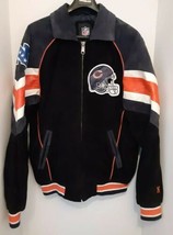 Chicago Bears Leather / Black Suede Bomber Jacket NFL Men&#39;s Medium NFC - £60.36 GBP