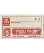 Vintage Pharmacy Label __ACID w/ Skull &amp; Bones The Sanford Pharmacy Boon... - $45.38 CAD