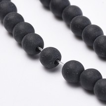 Z  Transparent Glass Beads Strands Frosted Round Black 4x3mm strand 9 in... - $9.03