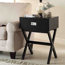 Modern 1-Drawer Bedside Table Nightstand End Table in Black Wood Finish - $3,412.91 MXN