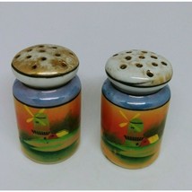 Vintage Ceramic Windmill Design 2.5&quot; Salt &amp; Pepper Shakers - $5.93