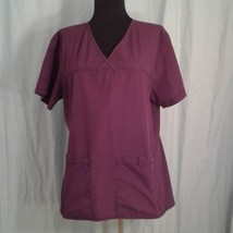 Cherokee L Scrub Top Medical Uniform Scrubs Purple Large Short Sleeve Shirt - £7.03 GBP