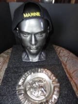 USMC Black Baseball Cap and Alum Nickel Chrome Plated Ashtray 7" Diameter NEW image 7