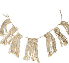 Macrame Woven Wall Hanging Fringe Garland Banner Boho Chic Natural 72&quot; New - £26.71 GBP