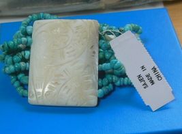 SAJEN Carved MOP &amp; Turquoise Bracelet Multi-strand Stretch 2-Sided - $70.54