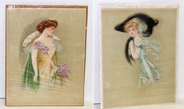 Lithograph Prints by Maud Stumm Victorian Ladies No. 100B &amp; 100F Vintage © 1909 - £23.46 GBP