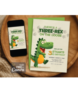 Editable T-Rex Birthday Invitation: Dinosaur Party Canva Template - $0.00 CAD