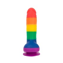 Silicone Dildo With Suction Cup, Pride Colors, Harness Compatible, Adult... - $53.99