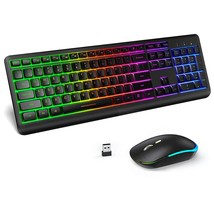 Wireless Keyboard and Mouse Combo Backlit , seenda Rechargeable Full-Size Illumi - £54.54 GBP