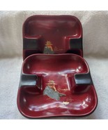 Vintage two Japan ashtrays, 7 1/2&quot; square, heavy, beautiful decorations - $35.00