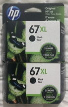 HP 67XL Black Ink Twin Pack 6ZA53BN - 2 x 3YM57AN Exp 10/2024+ Sealed Retail Box - £110.53 GBP
