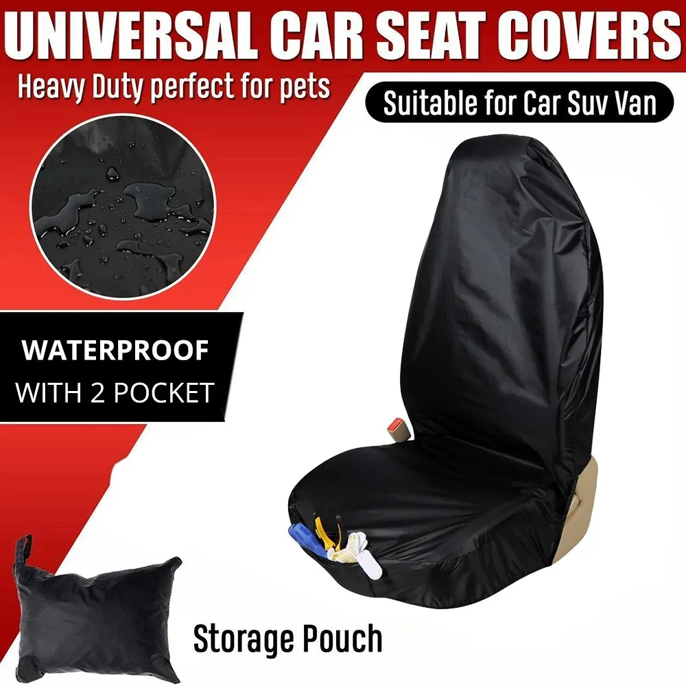 AUTOYOUTH Universal Heavy Duty Front Seat Covers Car Van Black Waterproof - £12.28 GBP