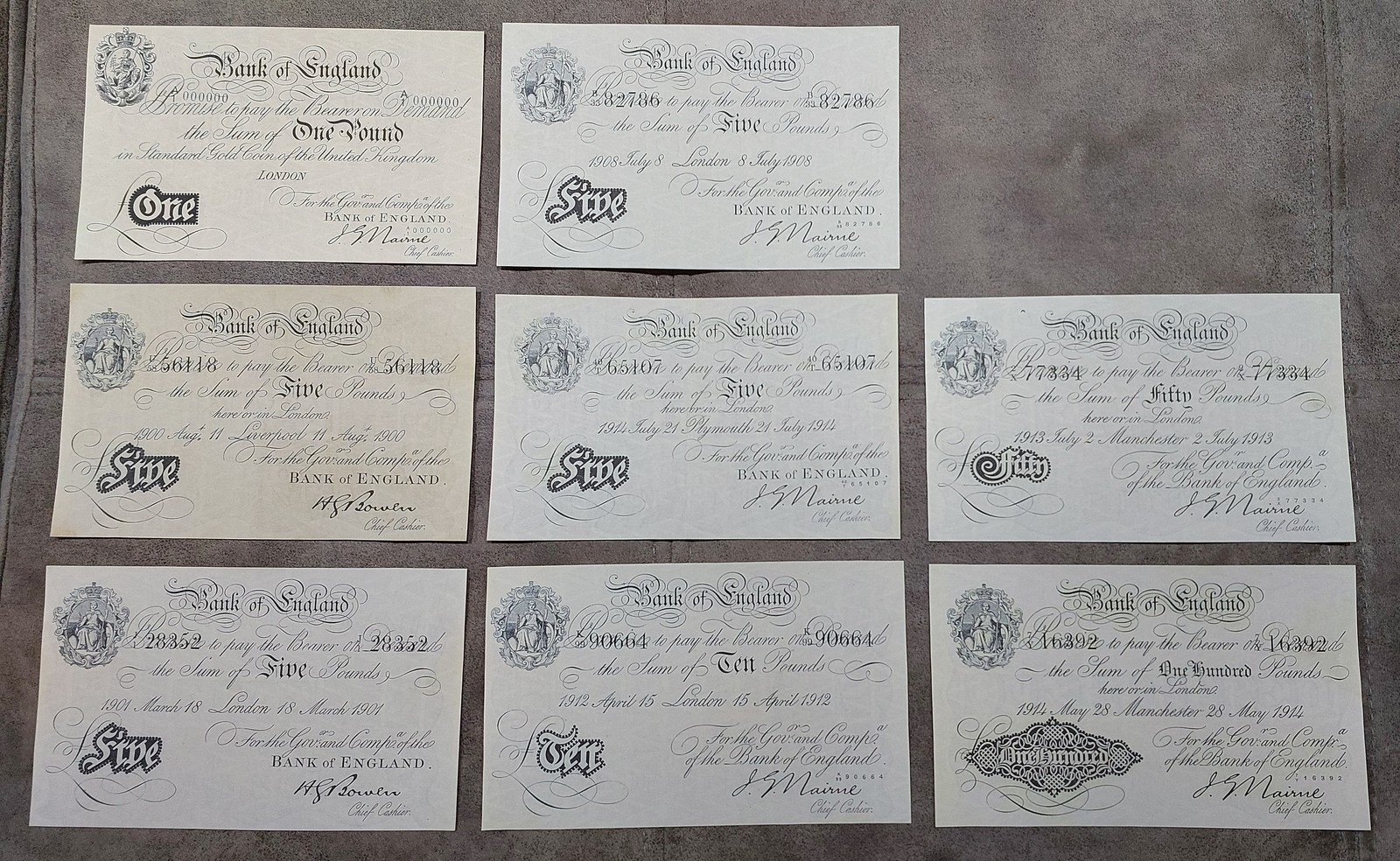 Quality COPIES with W/M Great Britain, England 1-100 Pound 1900-1917  FR... - $41.00