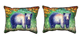 Pair of Betsy Drake Black Bear Small Pillows 11 Inch X 14 Inch - £54.48 GBP