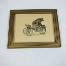 Antique Horseless Buggy Car Automobile Print Framed in Glass Vintage 1970s - £39.27 GBP