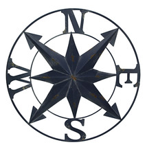 24 Inch Distressed Galvanized Metal Compass Rose Wall Hanging Home Decor - £37.12 GBP