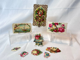 Victorian Visiting Calling Cards Die Cut Floral Birds Boat Embossed - £23.70 GBP