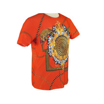 Men Crew T Shirt Makrom Turkey Medallion medusa Lion Floral 1231-426 red Gold image 4