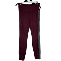 Avia Womens Burgundy &amp; Gray High-Waist Colorblock Leggings M (8-10) - $14.00