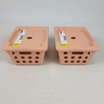 (Lot of 2) IKEA Rundbal Storage Basket W/ Lid Stackable Pale Pink 7x5.5x... - $16.74
