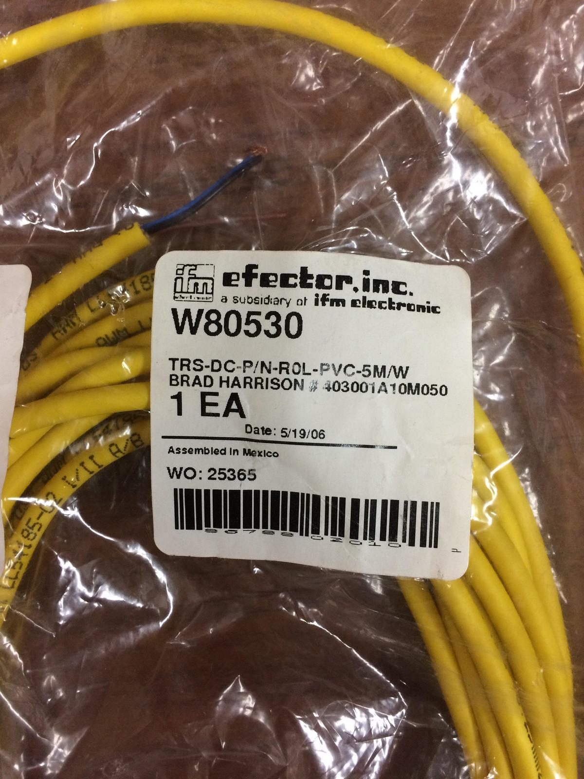 NEW Efector W80530 Brad Harrison Cordset 5M  - $12.96