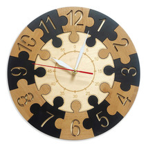 15&#39; Wooden Puzzle Clock Learning for Kids Laser Cut Silent NonTicking Wa... - $69.20