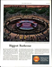 Vintage 1952 SHELL Oil Biggest Barbecue - Large Magazine Full-Page Print... - $22.24