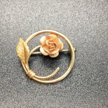 10K Yellow Gold Two Tone Rose Flower Pin Brooch Estate - £112.79 GBP