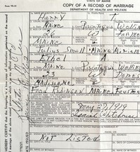Marriage Record Official Copy 1962 (1919) Wellington Maine Ephemera DWS9A - $29.99