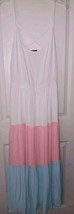 Torrid Women&#39;s Sz. 2X Maxi Dress White Pink Blue Tiered Challis Cross Back  - $30.54