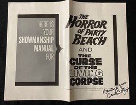 Horror Of Party Beach / Curse Of The Living Corpse Pressbook signed by Candic... - $127.80