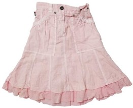 Red Sound Pink Girls 4 Pockets Flax A-Line Linen Trumpet Summer Skirt (6/7) - £19.49 GBP