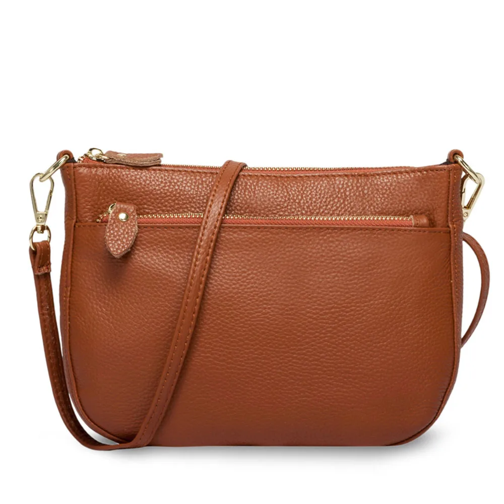 Zency Fashion Women Crossbody Bag 100% Genuine Leather Brown Handbag Small Flap  - £79.94 GBP