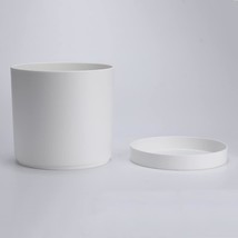 White 6-Inch Planter With Drainage Hole And Seamless Saucers. - £30.78 GBP