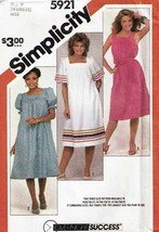 Vintage 1983 Misses' PULLOVER DRESS Simplicity Pattern 5921-s Size 16-18-20 - $12.00