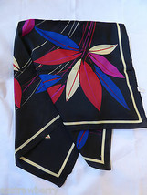 Made in Italy VTG Black  Floral Pattern Neck Scarf  26&quot; x 26&quot;  - $14.85