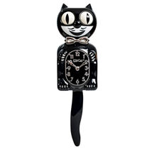 Retro Black Kitchen Edition Kit-Cat Klock Clock Chrome bow tie &amp; clock h... - $76.95