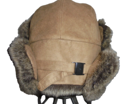 Hat Trapper Aviator Bomber Faux Leather Fur Winter Brown Faux Suede Cap ... - £12.18 GBP