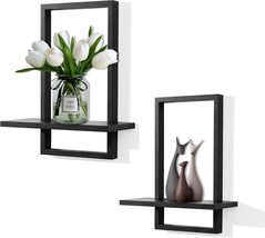 Phoenancee Square Floating Shelves Black,Framed Hanging Shelf For Wall S... - €31,66 EUR