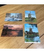 Vintage Lot of 4 Euro Color Cards Holland Windmill Postcard Kinderuk KG JD - $277.42 MXN