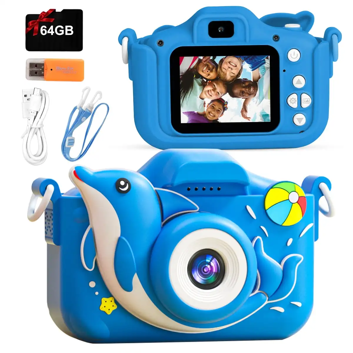 Kids Digital Camera Cartoon Toys for Toddler 1080P HD Children Camera with - £32.84 GBP