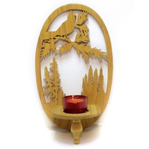 Vintage Wood Candle Holder Bird Wall Hanging Handmade Folk Art Canadien Quebec - £26.78 GBP