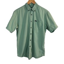 RVCA Shirt Mens Small Green Button Down Up 100% Cotton Regular Fit Short Sleeve - £14.10 GBP